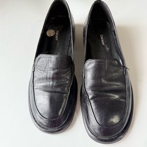 DKNY Classic Black Leather Slip-Ons